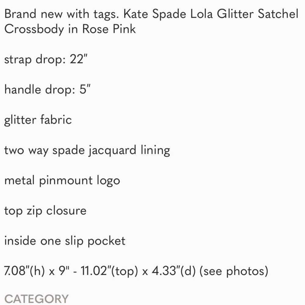 Kate Spade Pink Lola Metallic and Glitter Crossbody Bag NWT Gorgeous! - Picture 6 of 6